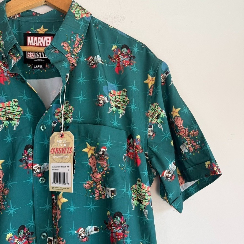 RSVLTS Guardians of the Galaxy Rocket Around the Tree Shirt Large Short Sleeve - Picture 3 of 10